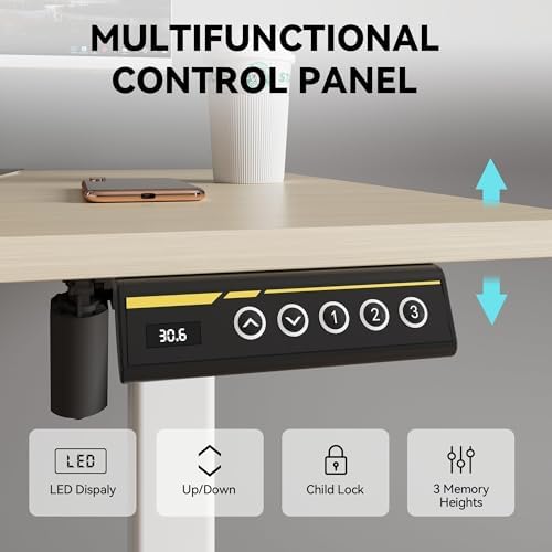 55 x 24 Inch Electric Standing Desk, 3 Memory Presets, Nature - Image 5