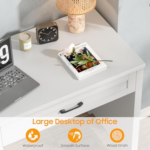 Halitaa Executive Desk with 3 Storage Drawers, White - Image 3