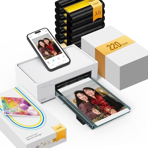 Liene M100 4x6'' Photo Printer Bundle (220 pcs +6 Ink Cartridges), Wi-Fi Picture Printer for iPhone, Android, Smartphone, Computer, Dye-Sublimation, Portable for Home Use by Liene