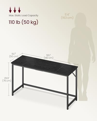 VASAGLE Computer Desk, Steel Frame Gaming Desk for Home Office, 55.1 Inch - Image 3