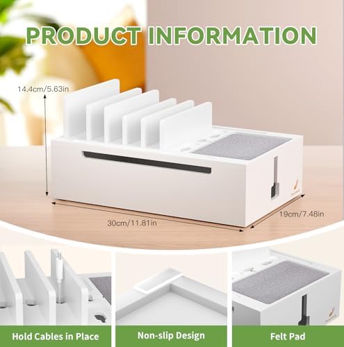 Pezin & Hulin Bamboo Charging Station-White (No USB Charger and Cables) - Image 4