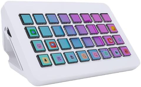 Yoidesu Custom LCD Stream Controller Deck 32 Programmable Macro Keys, Stream Controller One Touch Shortcut Keyboard for Streaming, Gaming, Video Editing & Live Control (White) by Yoidesu