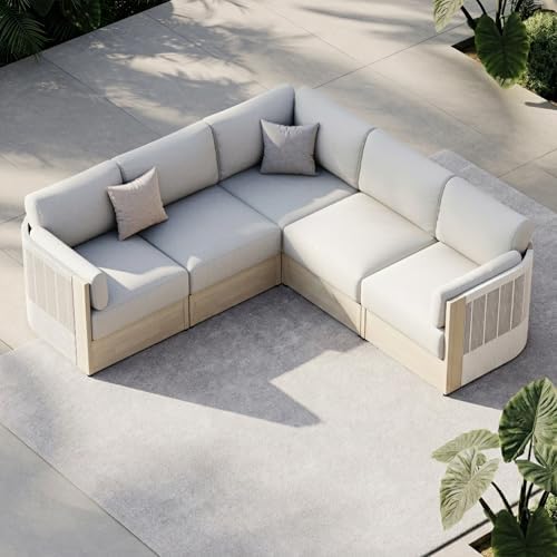 CHITA Modular Acacia Outdoor Furniture Set 5 Piece, Patio Conversation Set by Unknown