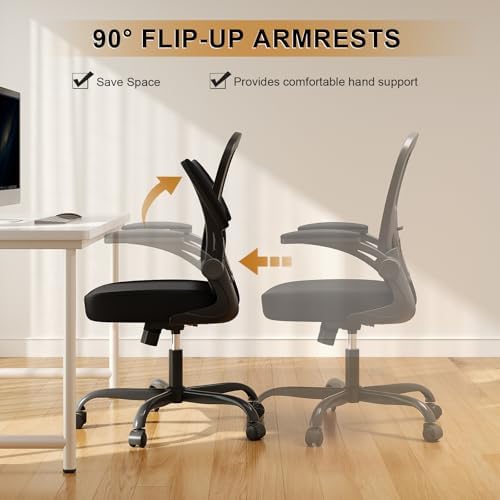 Office Chair, Ergonomic Desk Chairs 330LBS Capacity High Back Mesh Computer Chair with Flip-up Armrests, Comfy Work Chair with Adjustable Lumbar Support, Rolling Chair - Image 5