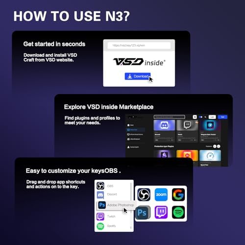 TreasLin Stream Controller Deck with12 Customizable Macro Keypad to Trigger Actions in OBS Twitch YouTube for Content Creators Stream Dock Compatible with PC & Mac N3 Black Macro Keypad - Image 3