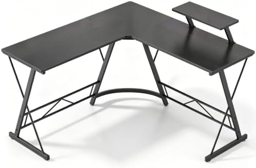 Mr IRONSTONE L Shaped Gaming Desk Corner Computer Desk, Home Office Desks Writing Workstation with Large Monitor Stand, Easy to Assemble (Black,51 Inch) - Image 4