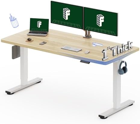 FLEXISPOT 60"x24" Electric Standing Desk, White Wood Grain by Unknown
