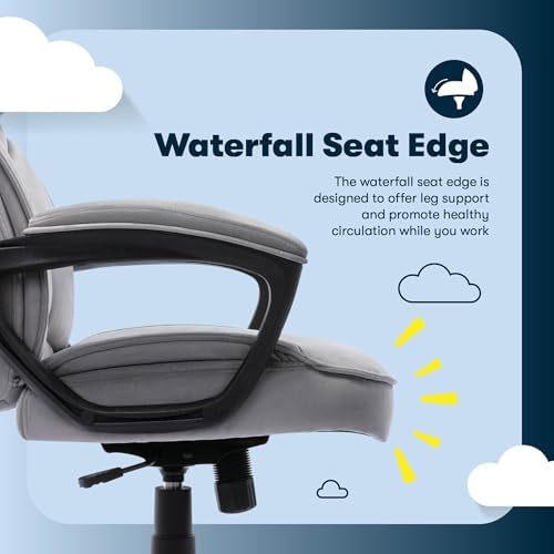 Serta Executive Office Chair with Lumbar Support, Soft Velvet Fabric Chair - Image 5