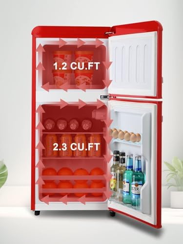 Refrigerator with Freezer 3.5 Cu.Ft Top-Freezer Compact Refrigerator Red - Image 3