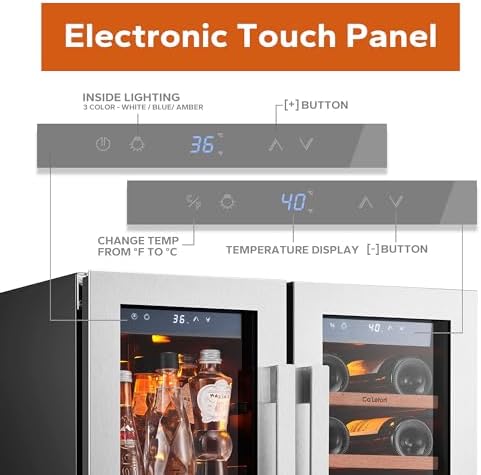 Ca'Lefort 24 Inch Wine & Beverage Refrigerator, French Door Wine Cooler - Image 4