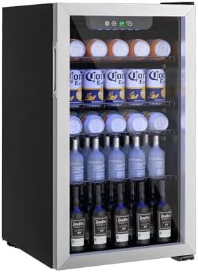 Erivess 110 Can Mini Fridge, Glass Door Beverage Refrigerator, 3.1 Cu.ft by Erivess