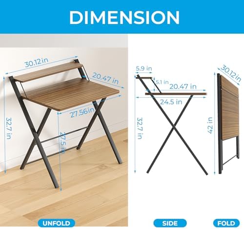 GreenForest Folding Desk No Assembly, Sturdy Computer Desk for Small Spaces - Image 3