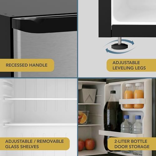 West Bend Mini Fridge Compact Refrigerator for Home Office or Dorm, Auto Defrost with Reversible Door, Energy Star Rated, 1.6-Cu.Ft., Stainless Steel - Image 6
