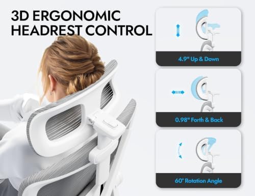 Ergonomic Office Chair: Mesh Desk Chair Comfy with Headrest& Lumbar Support - Image 3