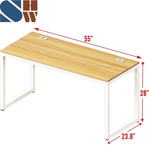 SHW 55-Inch Commercial-Grade Office Computer Desk, Oak - Image 3