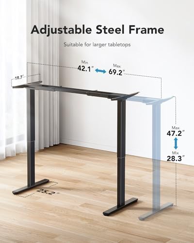 HUANUO Dual Motor Electric Standing Desk Frame, 265 lb Capacity, Black - Image 3
