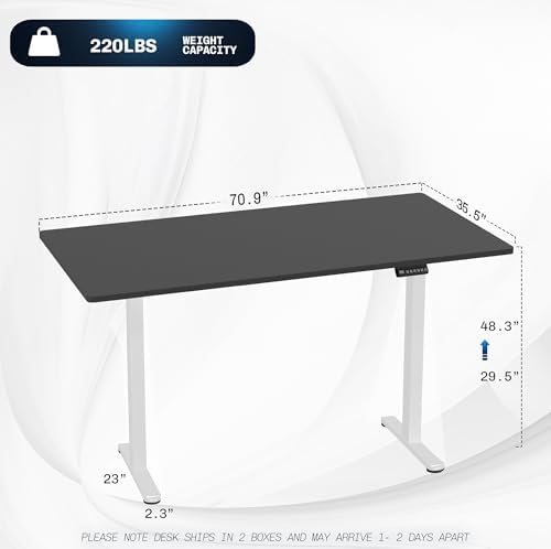 VIVO Black 71 x 36 in Standing Desk, DESK-KIT-E2W7B-36 - Image 3
