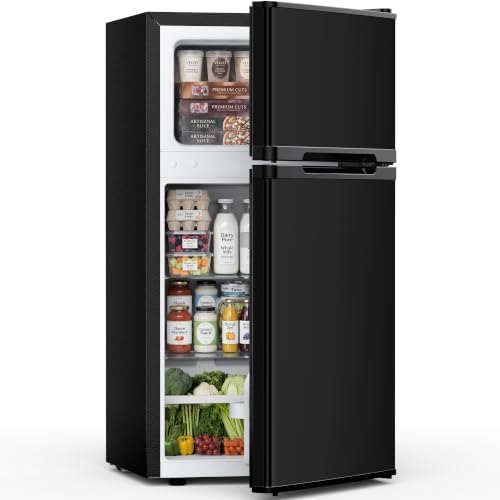 Feelfunn 2.5 Cu.Ft Mini Fridge with Freezer, 2 Door Dorm Fridge, Black by Feelfunn