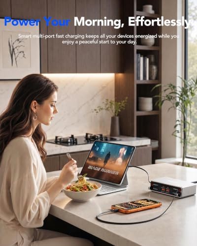 8-in-1 Charging Station for Multi Device,Fast Charger Retractable 65W Cable - Image 2