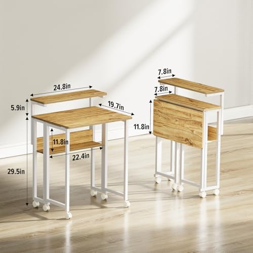 GreenForest Folding Desk with Adjustable Monitor Stand, 24.8 in Small Desk - Image 3