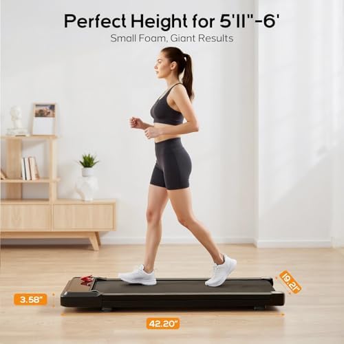Walking Pad Under Desk Treadmill, Portable Compact Electric Walking Treadmill, Quiet Fitness Machine with Remote Control & LED Display for Home Office - Image 5