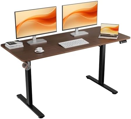 55"x24" Standing Desk, Height Adjustable Sit-Stand Home Office, Walnut by ERGOMAKER