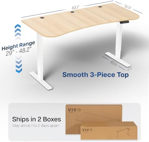 VIVO Light Wood 63 x 32 in Standing Desk, DESK-KIT-1W1C - Image 3