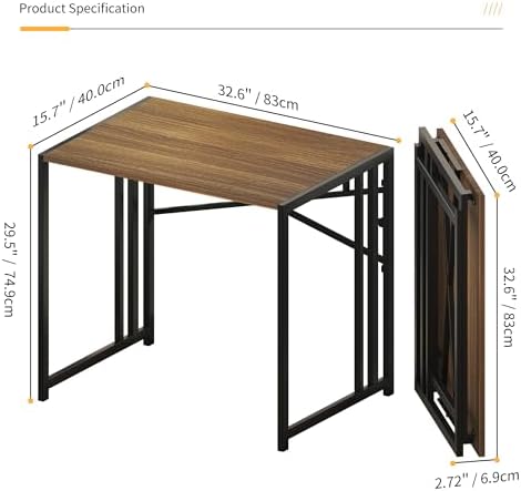 Lutown-Teen Folding Computer Desk 32 inch, Espresso - Image 3