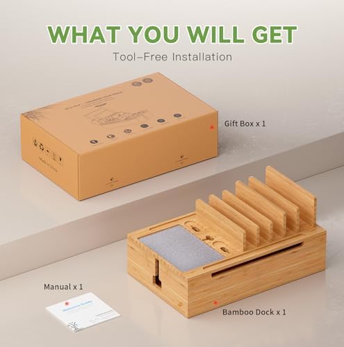 Pezin & Hulin Bamboo Charging Station-Natural, (No USB Charger and Cables) - Image 2