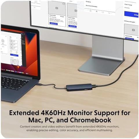 HyperDrive Next 8 Port USB C Hub for Mac, PC, and Chromebook with 4K60Hz HDMI, 2 USB-A, 10Gbps 140W Power Delivery, SD & microSD Card Reader, Ethernet Ports - Image 3