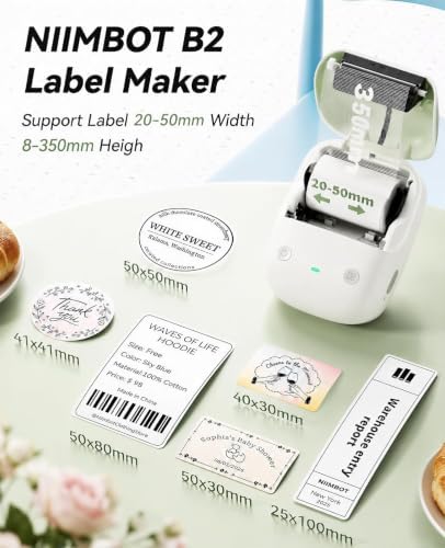 NIIMBOT B2 Label Maker Machine with Custom Button, Built in Clock,Green - Image 4