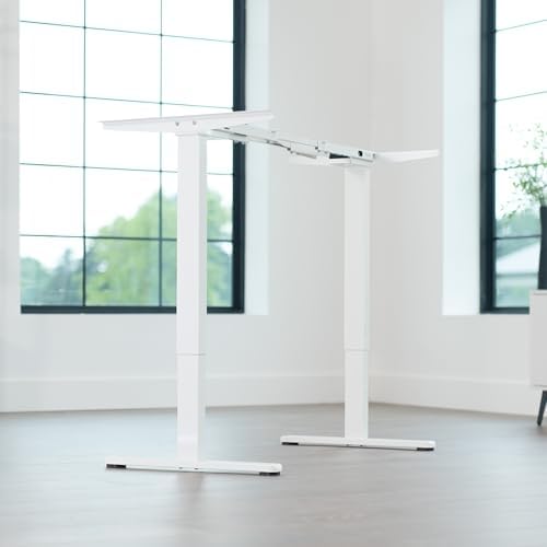 VIVO White Dual Motor Electric Standing Desk Frame, DESK-E-200W - Image 2
