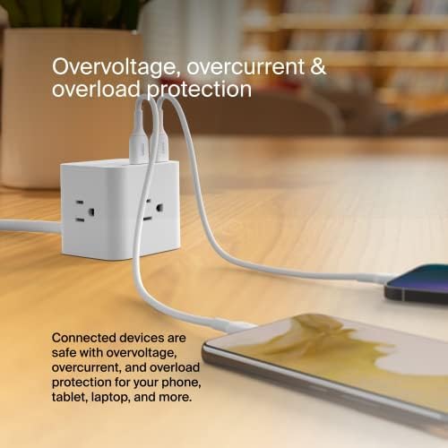 Belkin 6-Outlet Power Cube w/ 3 AC Outlets, 3 USB-A Ports, & 5ft Sturdy Extension Cord - Convenient Compact Cube for Home, Office, Travel, Desktop, & Phone Charger - 4.5 Amps - Image 6