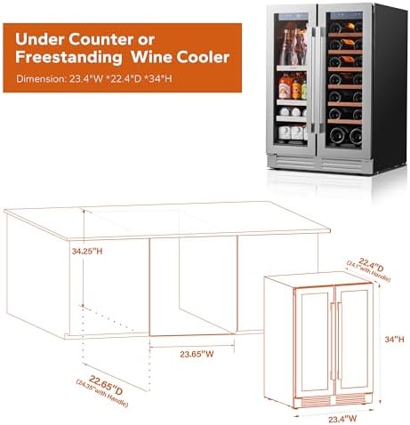 Ca'Lefort 24 Inch Wine & Beverage Refrigerator, Dual Zone Wine Fridge - Image 3