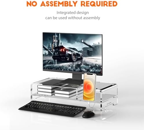 BEYGORM Acrylic Monitor Stand for Full Keyboard, 20" Wide 2-Tier - Image 4