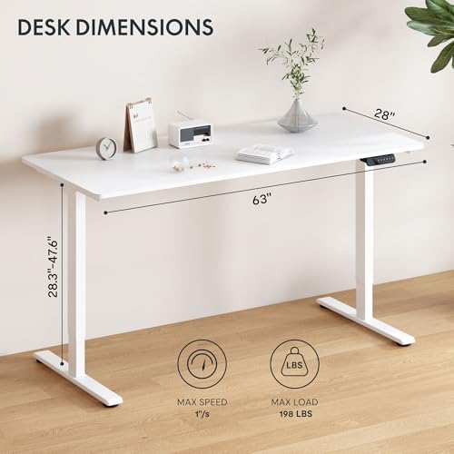 FLEXISPOT 63"x28" Electric Standing Desk, White - Image 3