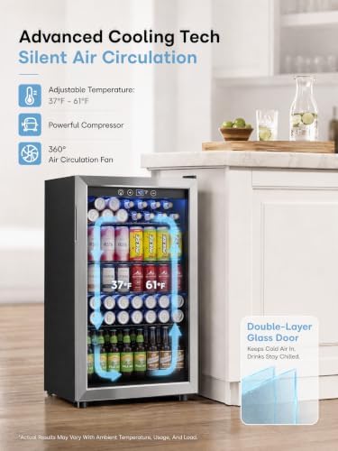 Icyglee 145 Can Mini Fridge, 4.5 Cu.Ft Beverage Refrigerator Cooler, Silver - Image 6