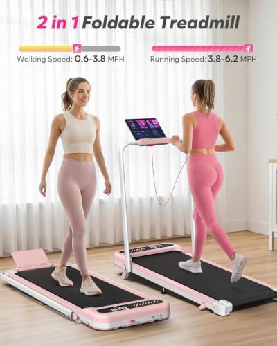 Cardirun Pink Walking Pad with 10% Incline & Handle Bar, Foldable Treadmill - Image 3