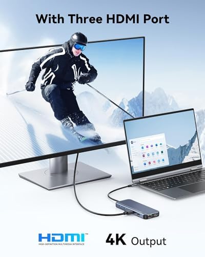 USB C Docking Station 3 HDMI Selore Laptop Docking Station 3 Monitors - Image 3