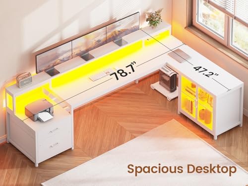 SEDETA 78.7” Large Gaming Computer Desk with Storage Drawers, LED Lights - Image 6