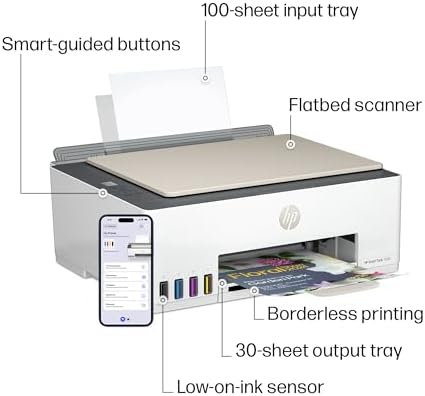 HP Smart Tank 5000 Wireless All-in-One Ink Tank Printer, Scanner, Copier with 2 Years of Ink Included, Best-for-Home, Cartridge-Free, Refillable and AI-Enabled. (5D1B6A) - Image 5