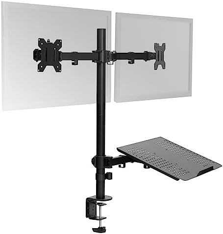 VIVO Laptop and Dual 13 to 27 inch LCD Monitor Stand up Desk Mount, Tall Adjustable Stand, Fits Laptops up to 17 inches, Black, STAND-V012J by VIVO