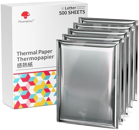 Phomemo Thermal Printer Paper 8.5''×11'' for M08F M832D M832 M834, 500Pcs by Phomemo