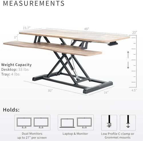 VIVO Reclaimed Wood 48 in Standing Desk Converter, DESK-V048KP - Image 3