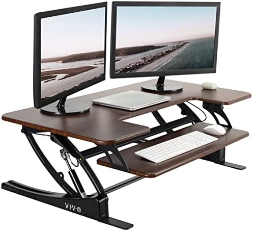 VIVO Dark Walnut 42 in Standing Desk Converter, DESK-V000VLD by VIVO