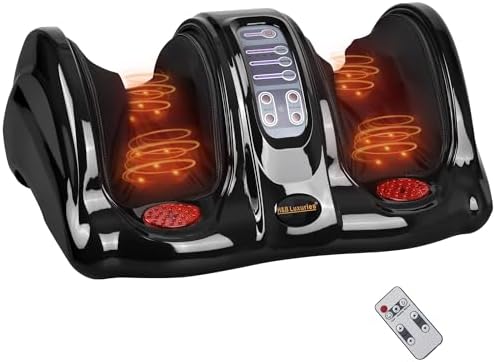 Foot Massager with Heat, Shiatsu Foot Massager for Circulation and Pain Relief and Heat Therapy, Ankle, Calves and Feet Massage with Deep Kneading Rolling, Gifts for Women Men Mother Father, Black by HBLuxuries