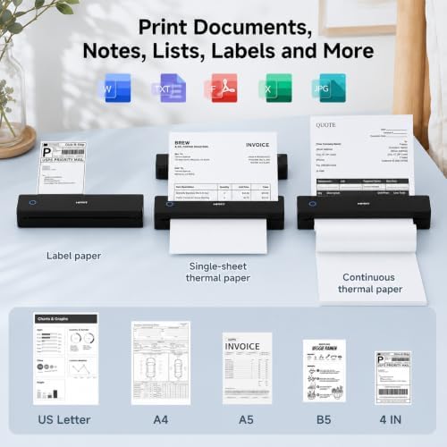 HPRT MT620 Pro Portable Printer, Wireless for Travel, Inkless Thermal - Image 5
