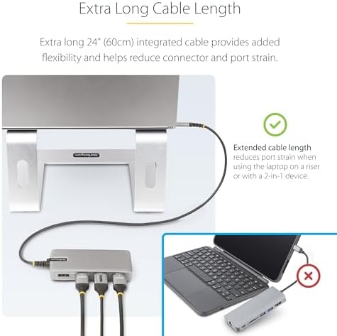 StarTech USB-C Triple 4K HDMI DP Docking Station, 100W Laptop Charging, GbE - Image 5