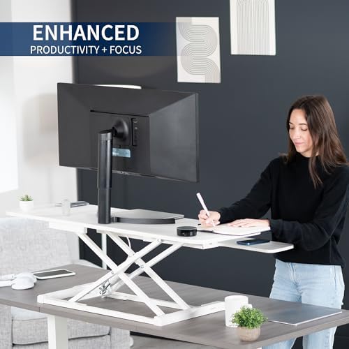 VIVO White 48 in Standing Desk Converter, DESK-V048KW - Image 4