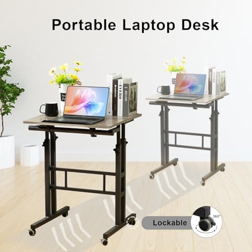 Hadulcet Mobile Standing Desk Adjustable Height with Charging Station - Image 6